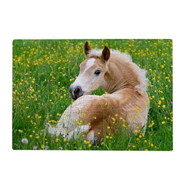 Imagem de ColourLife Quebra-cabeças quebra-cabeça presente de arte para adultos, adolescentes, cavalo descansando no prado florido, jogos de quebra-cabeça de madeira, 300/500/1000 peças, multicolorido