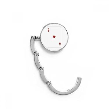 Imagem de Gancho de mesa com estampa de cartas de baralho em formato de coração com fecho decorativo dobrável