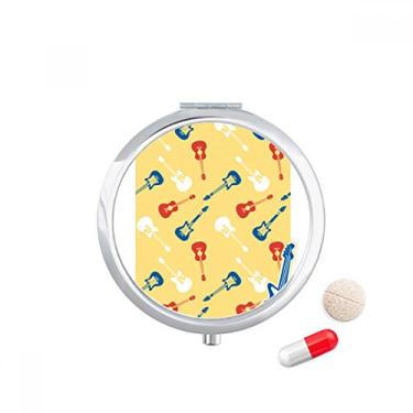 Imagem de Caixa de comprimidos ilustrada com estampa de música de guitarra amarela, caixa de armazenamento de medicamentos