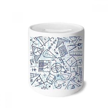 Imagem de DIYthinker Régua de matemática pintada à mão azul com ilustração para caixa de dinheiro caixa de cerâmica porta-moedas presente de cofrinho