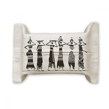 Imagem de Primitive Africa Vestidos aborígenes pretos totems capa de papel para lenços faciais bolsa de linho de algodão