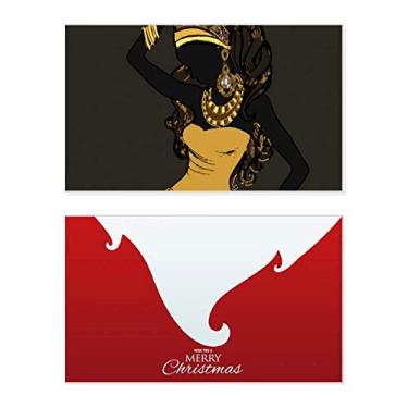 Imagem de Vestidos aborígenes femininos africanos negros, feriado, feriado, Natal, cartão de felicitações, mensagem de Natal
