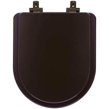 Imagem de Assento Sanitário Mdf Soft Close Level Marrom Fosco Para Vaso Deca Com Ferragem Marrom