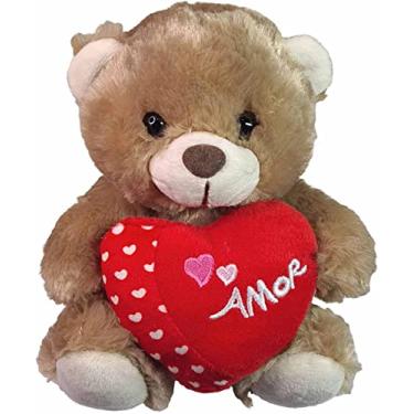 Imagem de Urso De Pelúcia Safari Segurando Coração Escrito Amor 18cms (Marrom)