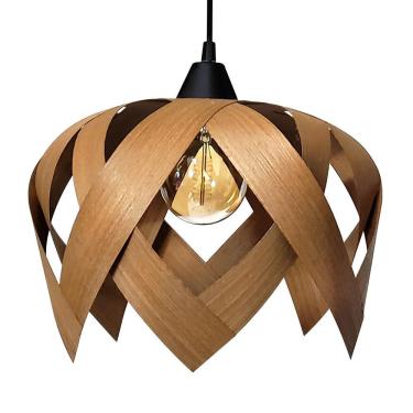 Imagem de Luminária Pendente Madeira Lúpulo M Bivolt E27 Cor Freijó