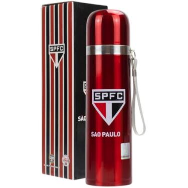 Imagem de Garrafa Térmica São Paulo Squeeze 500ml Café Água Academia Passeio Viagem Oficial