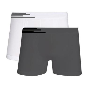 Imagem de Kit 2 Cueca Boxer Microfibra Up Underwear 436 Branco E Cinza - Qlc Spo