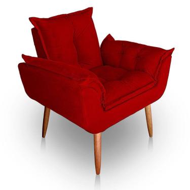 Imagem de Poltrona para Sala e Quarto Decorativa Opala Suede vermelha