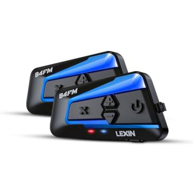 Imagem de LEXIN 2 peças B4FM 10 Riders Fone de ouvido Bluetooth para motocicleta com compartilhamento de música, intercomunicador Bluetooth para capacete com cancelamento de ruído/FM, sistemas de comunicação universais para motocicleta/ATV/bicicleta suja
