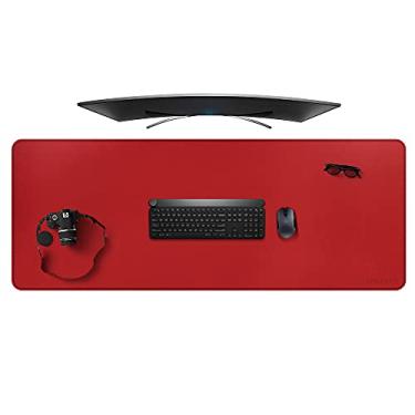 Imagem de ZORESYN Mousepad tamanho grande 5GG (160 x 60 cm) – Couro PU estendido grande mouse pad para jogos – Base antiderrapante e teclado à prova d'água para mesa com mouse pad estendido (vermelho, 5GG – tamanho enorme)