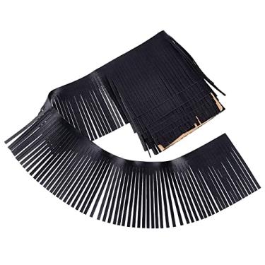 Imagem de PH PandaHall Acabamento de franja de couro de 2 metros, borlas de couro PU de 10 cm, acabamento de borla preta, faça você mesmo, saia de dança, franja, capa para chaveiro, roupas, vestido, abajur,