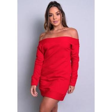 Imagem de Vestido Mvb Modas Moletom Ombro a Ombro Manga Longa-Feminino