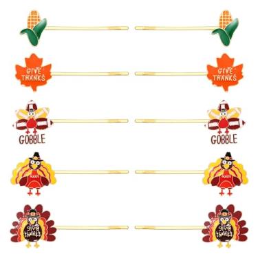Imagem de YAHPERN 12 peças de grampos de cabelo de outono para mulheres, Dia de Ação de Graças, colheita, folha de bordo, abóbora, presilhas de cabelo de outono, acessórios de festa de fantasia, presentes de