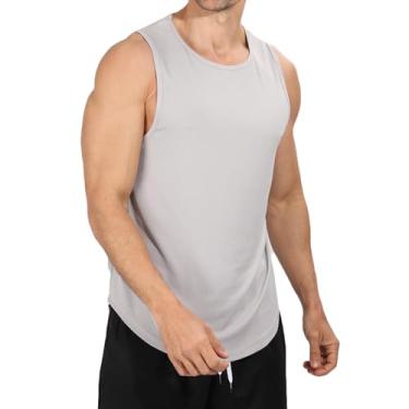 Imagem de Camiseta regata canelada lisa para academia masculina verão outono gola canoa colete masculino 2024 ajuste regular, C-58 Cinza, P