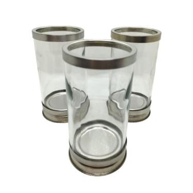 Imagem de Kit com 3 suportes de velas 7 dias 18 cm vidro com alumínio