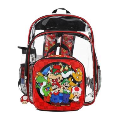 Imagem de Bioworld Super Mario Bros Personagens 40,6 cm Conjunto de Mochila Juvenil de 5 Peças, Smb Clear Red, OSFA, Personalizado