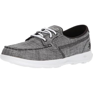 Imagem de Skechers Go Walk Lite - Sapato náutico feminino Isla, Preto/branco, 34