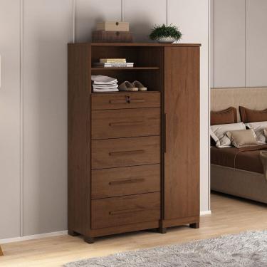 Imagem de Cômoda Sapateira Imperial Mdp 1 Porta 5 Gavetas Marrom