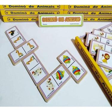 Imagem de Dominó de Frutas - 28 Peças em Madeira - Brinque e Leia