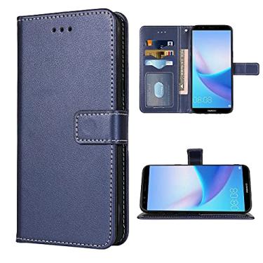 Imagem de FDCWTSH Compatível com Huawei Y7 Prime 2018 capa carteira alça de pulso couro flip capa suporte suporte acessórios celulares capas de telefone para Hwauei Y7 2018 Y7 Pro 2018 Enjoy 8 mulheres homens