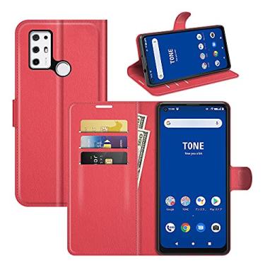 Imagem de Capa para Tone E21, com suporte de cartão de couro PU + [capa de TPU] [suporte] [compartimentos para cartão] Capa fólio magnética para capa de telefone Tone E21 (vermelha)
