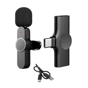 Imagem de Microfone de Lapela Sem Fio, Compatível com iOS ou Android Tipo C, Supressão de Ruído, Alcance de 20 metros (Tipo C (Android))