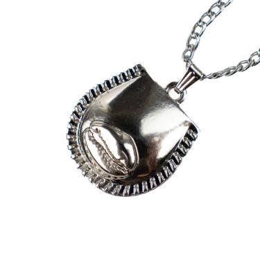 Imagem de Colar Corrente Pingente Búzios Metal 2,5 cm Niquelado