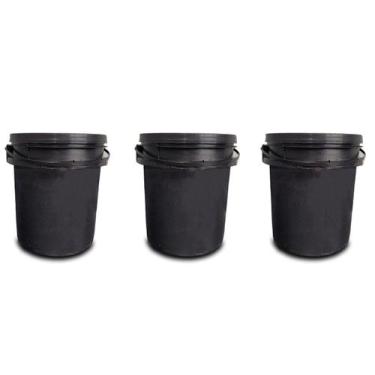 Imagem de Kit 3 Baldes Baldinhos 5 litros Resistentes Tampa Alça Reforçado  - Am