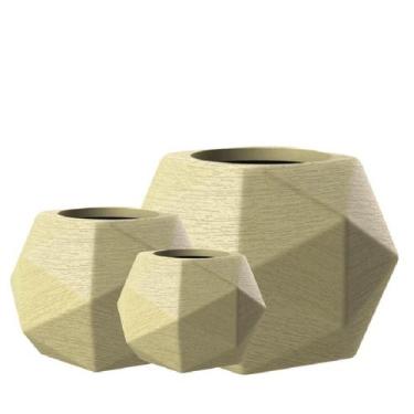 Imagem de Kit de 3 vasos para planta esfera geométrica 3D em polietileno para de