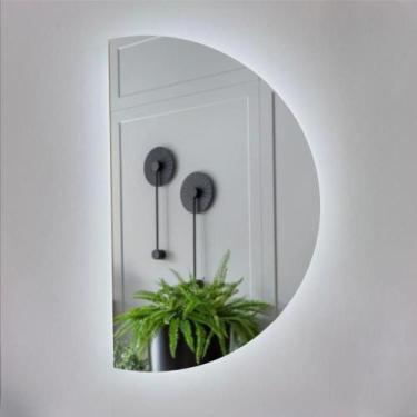 Imagem de Espelho MEIA LUA 45cm X 70cm Com Led à PILHA ou FONTE para Banheiro - 
