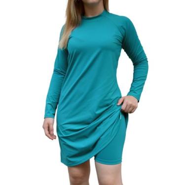 Imagem de Kit Vestido Comportado Saída De Praia + Short Evangélico Manga Longa P