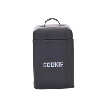 Imagem de Lata Cookie Retrô Preta 12x19x12Cm Aço - Mai Home