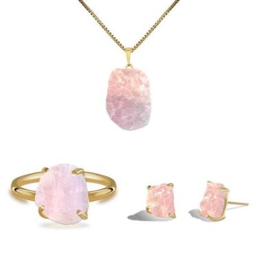 Imagem de Conjunto Natura Calcita Mangano - Cristal Natural, Prata 925