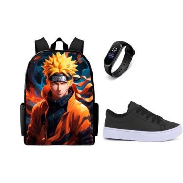 Imagem de Mochila Casual Lançamento Juvenil Com Tenis Masculino E Relogio Led To