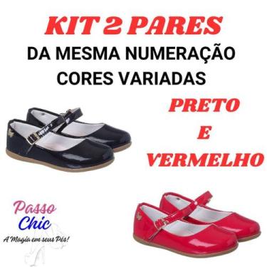 Imagem de Kit 2 Pares Sapatilha Infantil Menina Verniz Lisa Confortável Boneca M