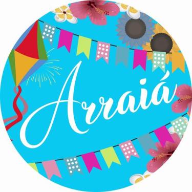 Imagem de Painel de Tecido Sublimado Redondo Festa Junina Arraiá Azul c/ Elástic