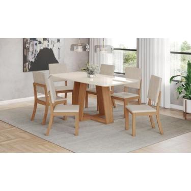 Imagem de Mesa de Jantar Lins 160 C. Vidro 6 Cad. Milla Linho - Henn - LM DECOR