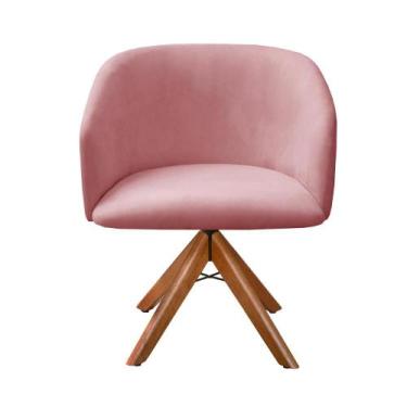 Imagem de Poltrona Decorativa Atenas Cadeira Giratória Pé Madeira - Bella Decor,