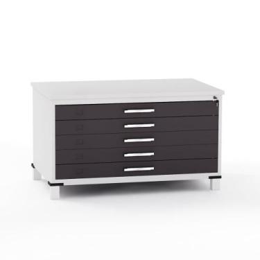 Imagem de Mapoteca em Aco 05 Gavetas Pandin Cinza e Preto