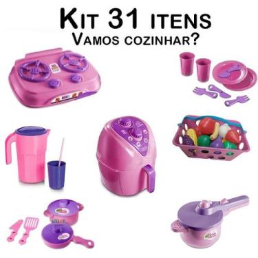 Imagem de Brinquedos Cozinha Menina Talheres Cestinha Mercado 31pç - Altimar