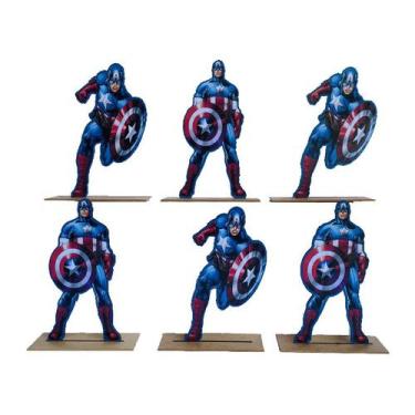 Imagem de Kit Display de Mesa 6 Peças Festa Capitão América MDF - Juju Brasil