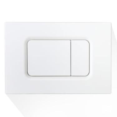 Imagem de Placa de atuador de descarga dupla para vaso sanitário suspenso na parede, compatível com TOTO YT920#WH, tampa de tanque de água de plástico durável com 2 modos de descarga, economiza espaço e fácil