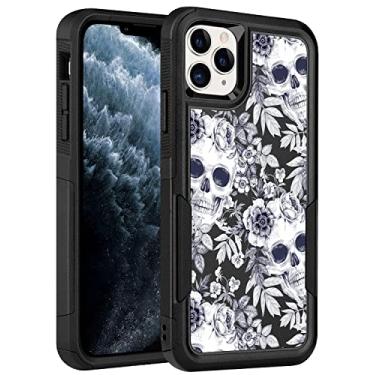 Imagem de LOQUPE Capa projetada para iPhone 11 pro max, resistente, resistente, leve, fina, à prova de choque, capa protetora para iPhone 11 pro max de 6,5 polegadas, mulheres e meninas, padrão de caveira