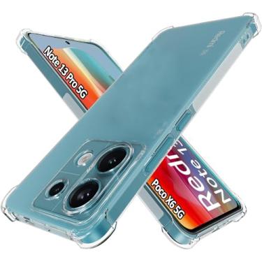 Imagem de USTIYA Capa para Poco X6 5G / Redmi Note 13 Pro 5G (não para 4G) Capa protetora transparente TPU quatro cantos transparente macia