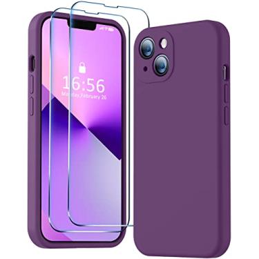 Imagem de BossKiss Capa magnética de silicone compatível com iPhone 13, para carregamento rápido MagSafe, [toque aveludado] [2 × protetor de tela de vidro temperado 9H], capa com kit de proteção total para câmera, uva