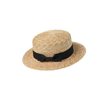Imagem de BABYOND Chapéu de barco masculino aba Gatsby Chapéu Panamá Fedora verão praia chapéu de sol 20s acessórios de fantasia, Preto, G-GG