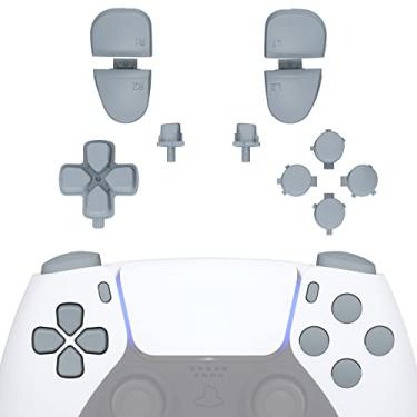 Imagem de eXtremeRate Botões de substituição D-pad R1 L1 R2 L2 Opções de compartilhamento de botões para controle DualSense 5 PS5, New Hope Gray conjunto completo de botões de reparo com ferramenta para controle Playstation 5