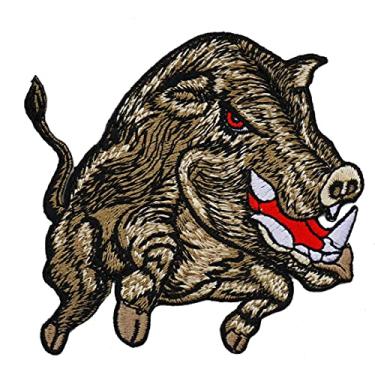 Imagem de Javali Warthog bordado ferro em patch porco animal selvagem selva mochila acampamento animal