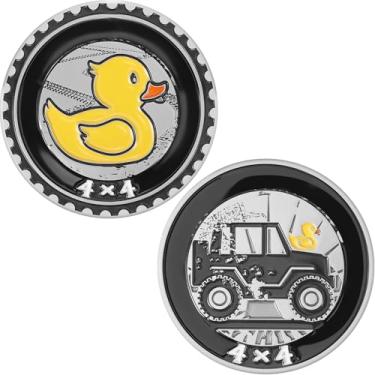 Imagem de Hicarer Emblema de carro com classificação de pato, 2 peças, 10 x 10 cm, emblemas automotivos 3D, redondo, metal, pato, carro, adesivo compatível com veículos, caminhões, motocicletas, para-choques