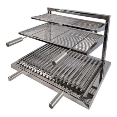 Imagem de Grill De Fundo 60x53 Cm Grelha Argentina + Parrilla+parrilla - Churras